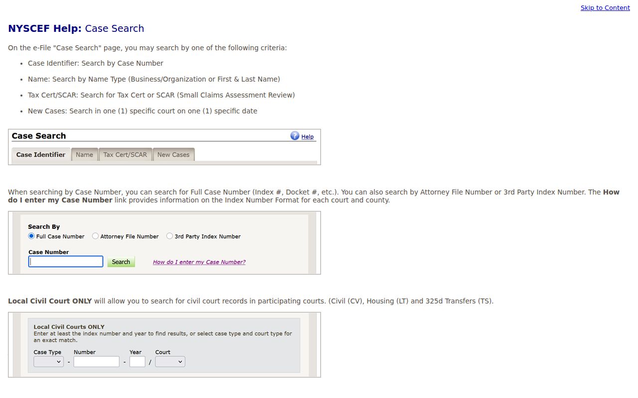 Glen Cove resident lookup NYSCEF case search options